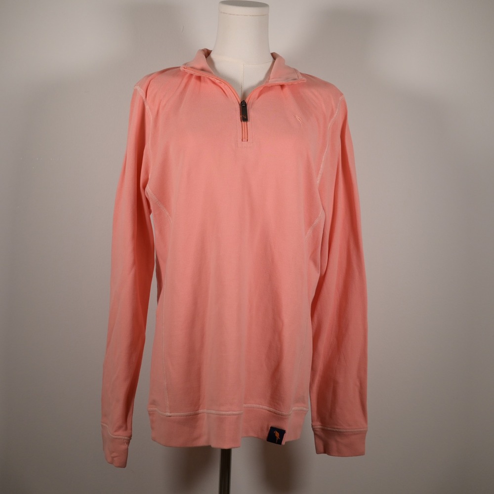Margaritaville Island Reserve Womens Coral Pink Quarter Zip Pullover Sweater S